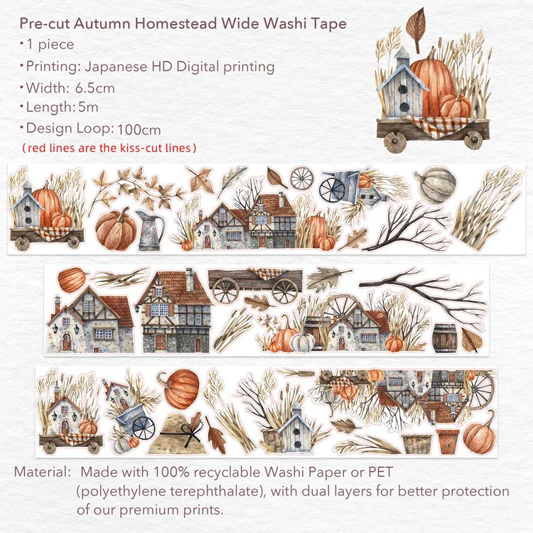 Taśma Washi Pre-Cut | Jesienna posiadłość - Image 4