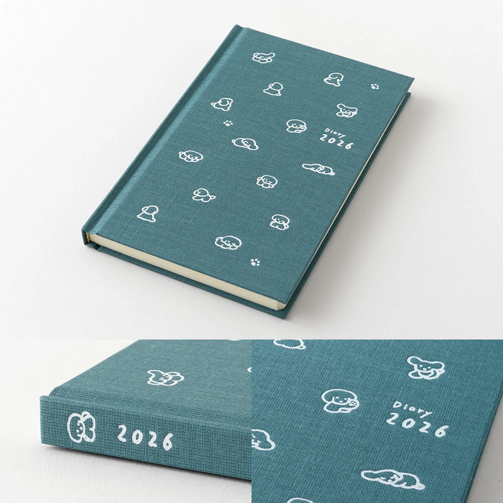 Kalendarz Midori Diary Book Type B6 2026 | Niebieskozielony z psami - Image 2