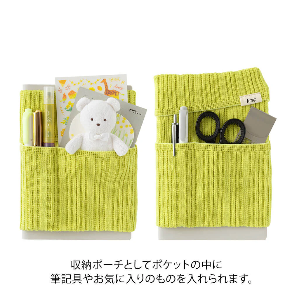 Dzianinowe etui na notatnik Midori HARAMAKI | Limonkowe - Image 2