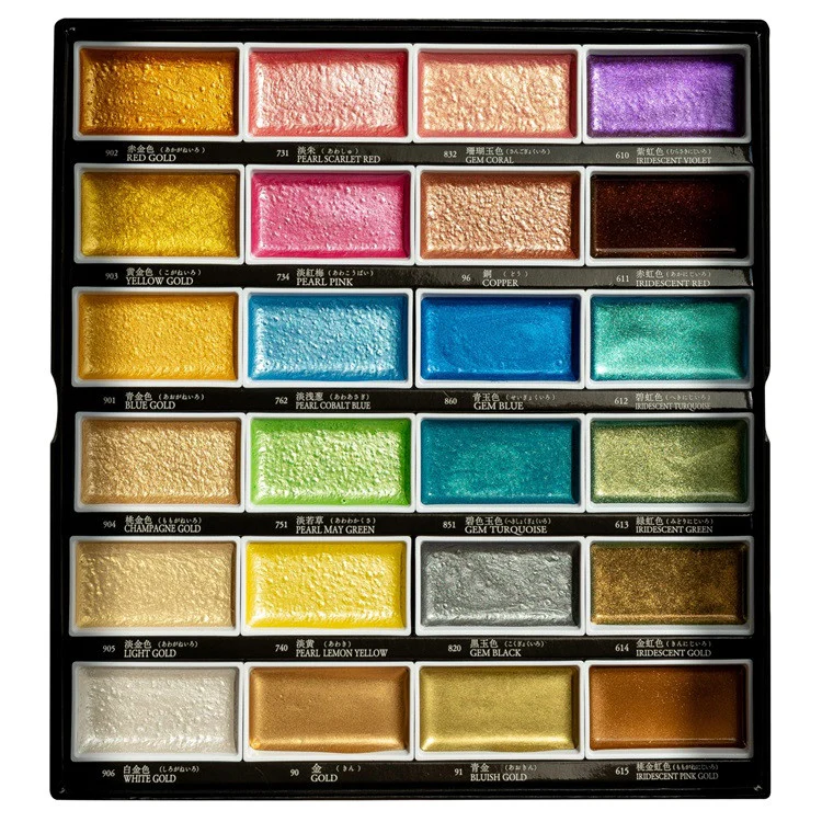 Farby akwarelowe Kuretake Gansai Tambi 24 kolory | Metaliczne 2 - Image 2