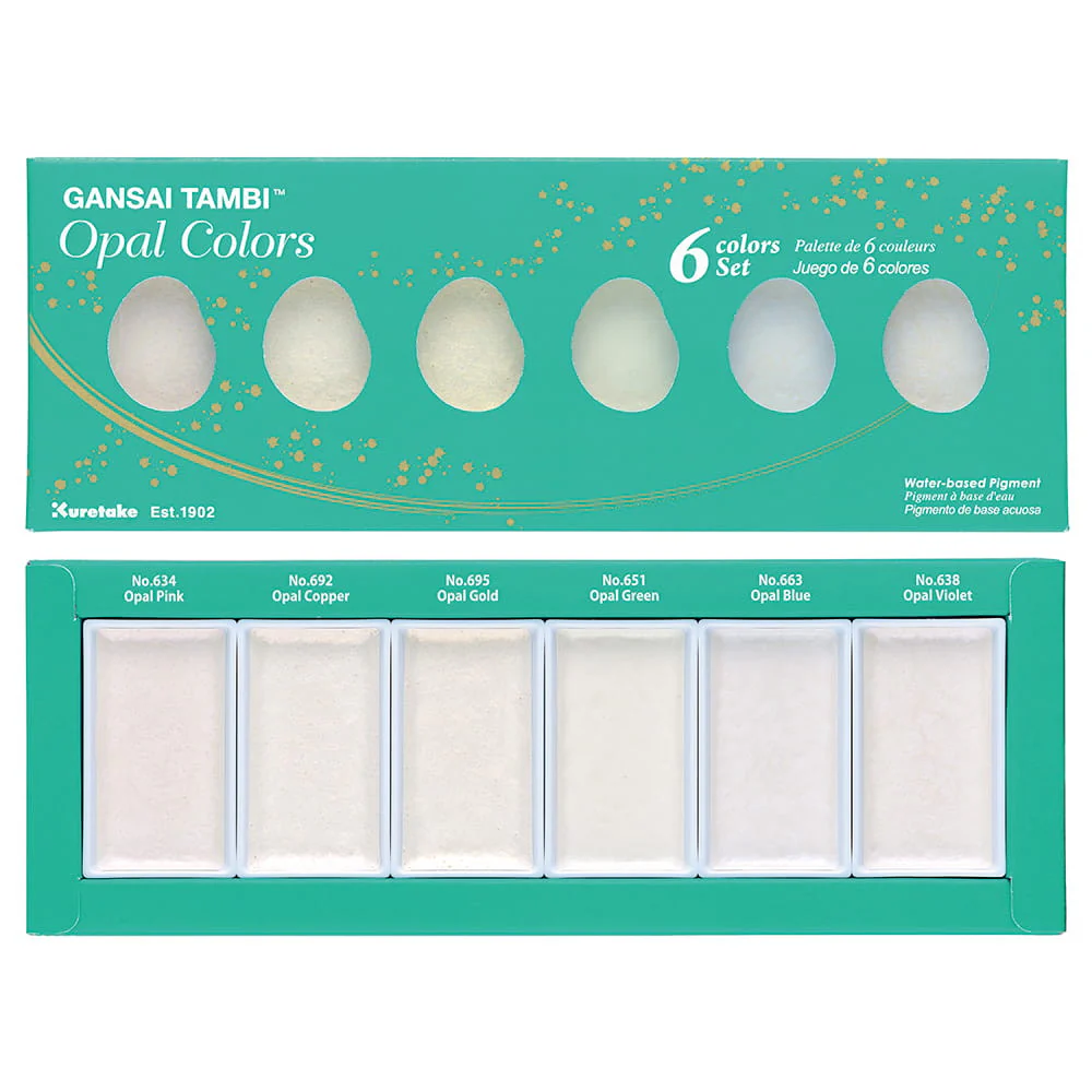 Farby akwarelowe Kuretake Gansai Tambi Opal Colors 6 sztuk - Image 3
