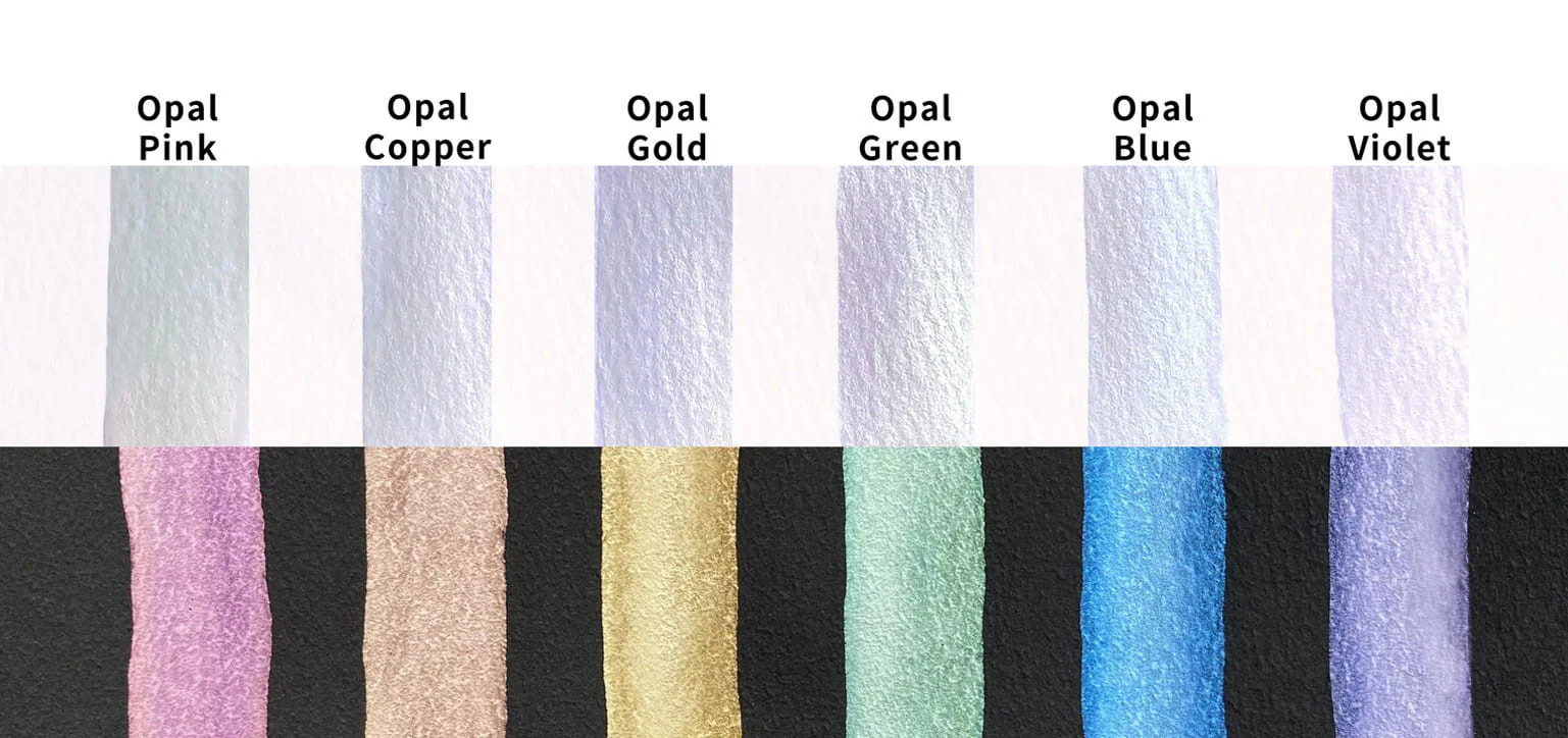Farby akwarelowe Kuretake Gansai Tambi Opal Colors 6 sztuk - Image 4