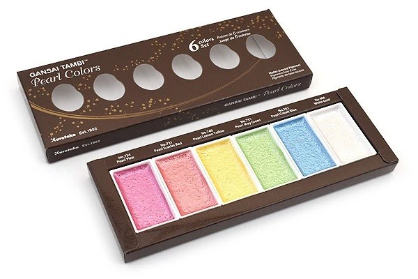 Farby akwarelowe Kuretake Gansai Tambi Pearl Colors  6 sztuk - Image 3