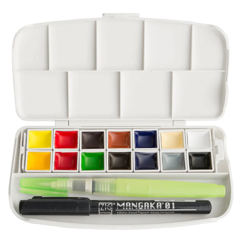 Farby akwarelowe Kuretake Gansai Tambi Portable 14 kolorów - Image 3