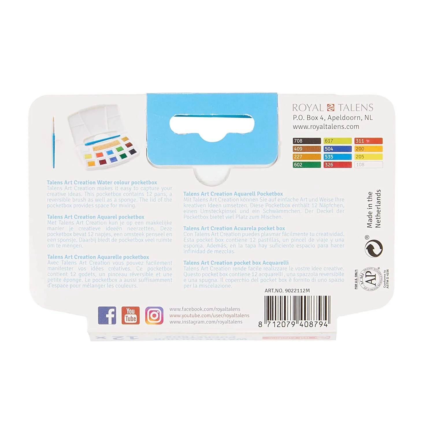 Farby akwarelowe Talens Art Creation Watercolour Pocketbox 12 sztuk - Image 3