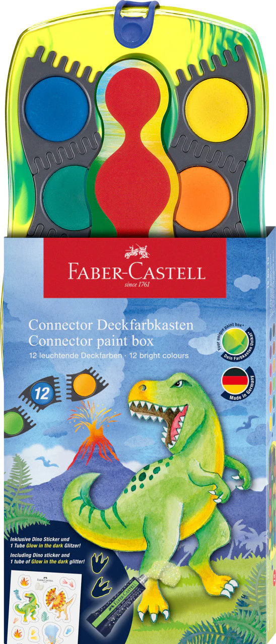 Farby szkolne Connector Faber-Castell 12 kolorów | Dinozaury - Image 2