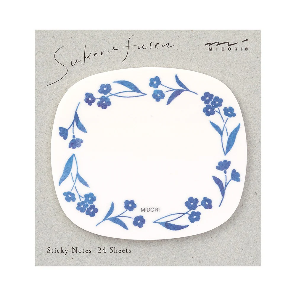 Karteczki samoprzylepne Midori Sakura Fusen Transparentne | Niebieskie kwiaty - Image 2