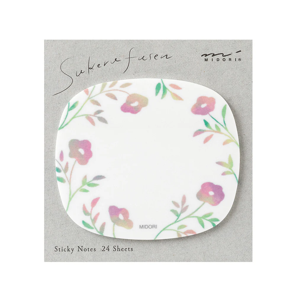 Karteczki samoprzylepne transparentne Midori Sakura Fusen | Różowe kwiaty - Image 2