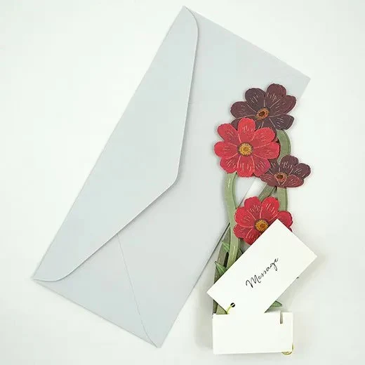 Kartka okolicznościowa 3D Blooming | Kosmosy krwistoczerwone - Image 2
