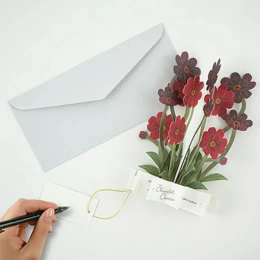 Kartka okolicznościowa 3D Blooming | Kosmosy krwistoczerwone - Image 3