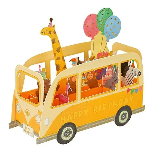 Kartka urodzinowa 3D | Wesoły autobus