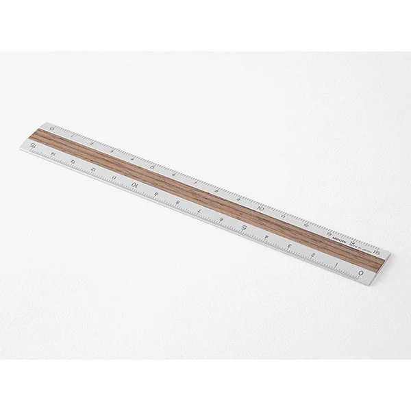 Linijka Midori 15cm Srebrna - Drewno Ciemny Brąz - Image 3