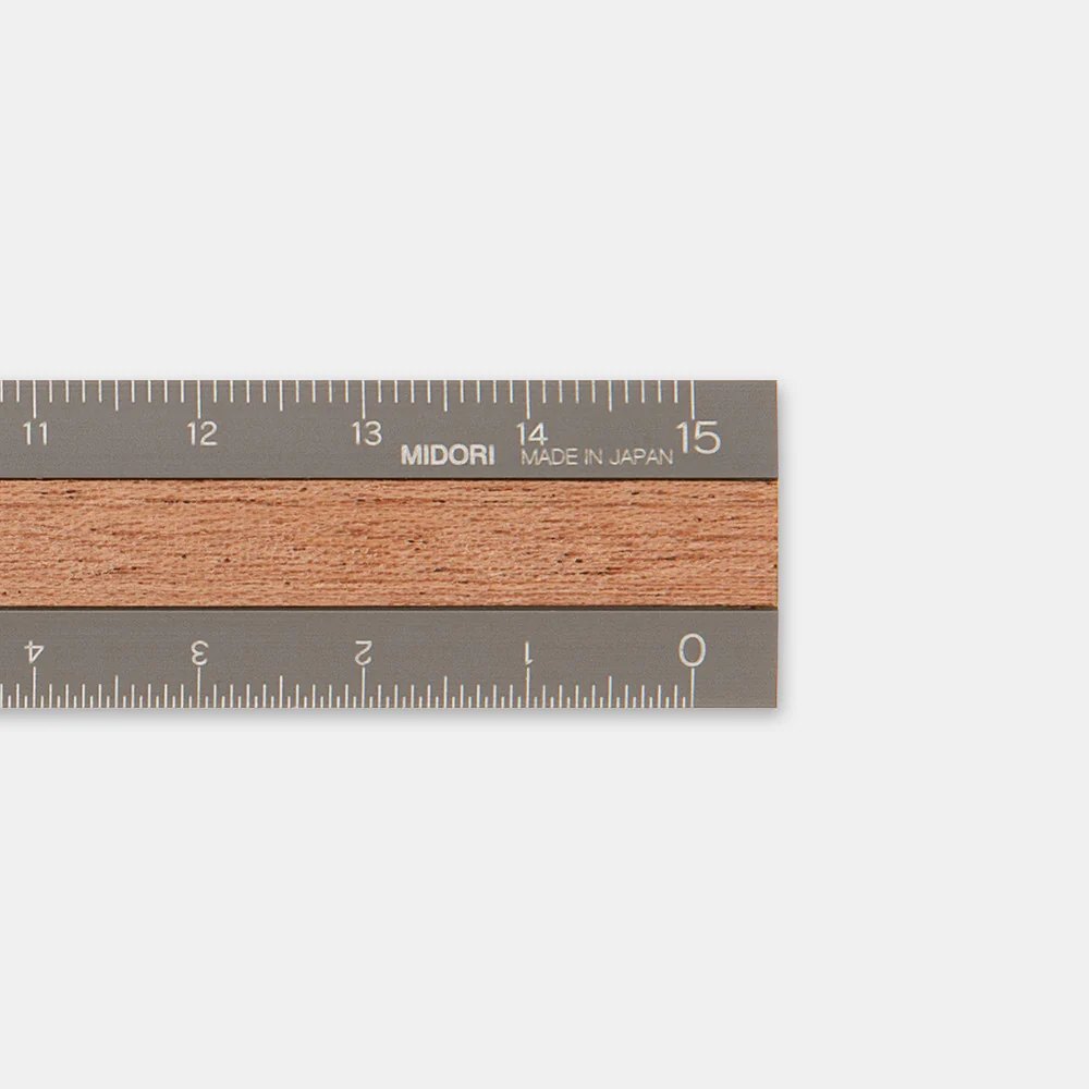 Linijka Midori 15cm | Szara + Ciemne drewno - Image 2