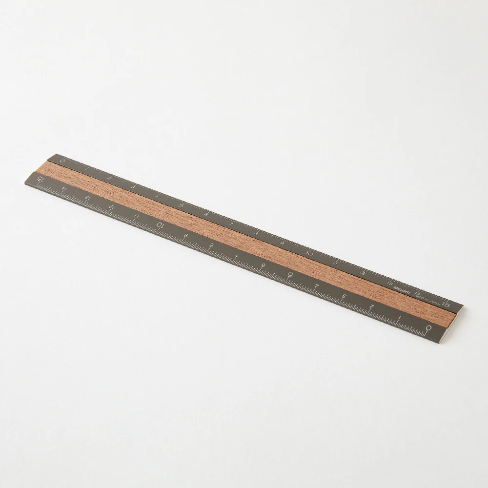 Linijka Midori 15cm | Szara + Ciemne drewno - Image 3