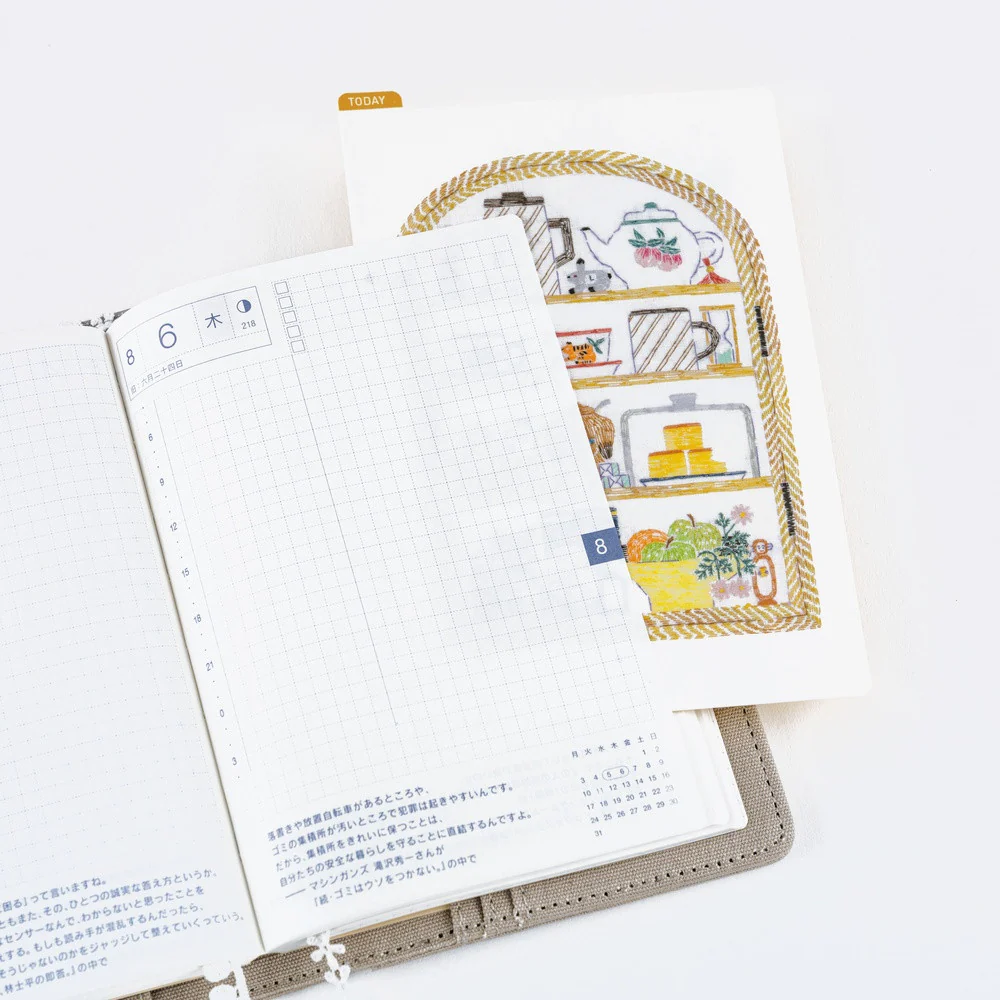 Liniuszek Hobonichi A6 | iyo okumi: Happy Tea Time - Teapot Shelf - Image 4