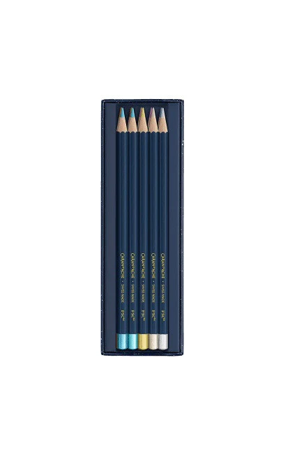 Metaliczne kredki Caran D'Ache Cosmic Blue 10 szt. | Edycja limitowana - Image 2