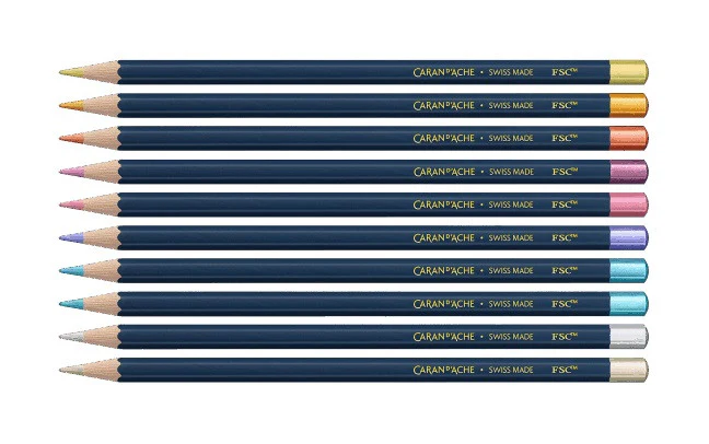 Metaliczne kredki Caran D'Ache Cosmic Blue 10 szt. | Edycja limitowana - Image 3