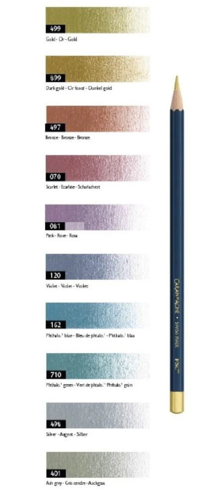Metaliczne kredki Caran D'Ache Cosmic Blue 10 szt. | Edycja limitowana - Image 4