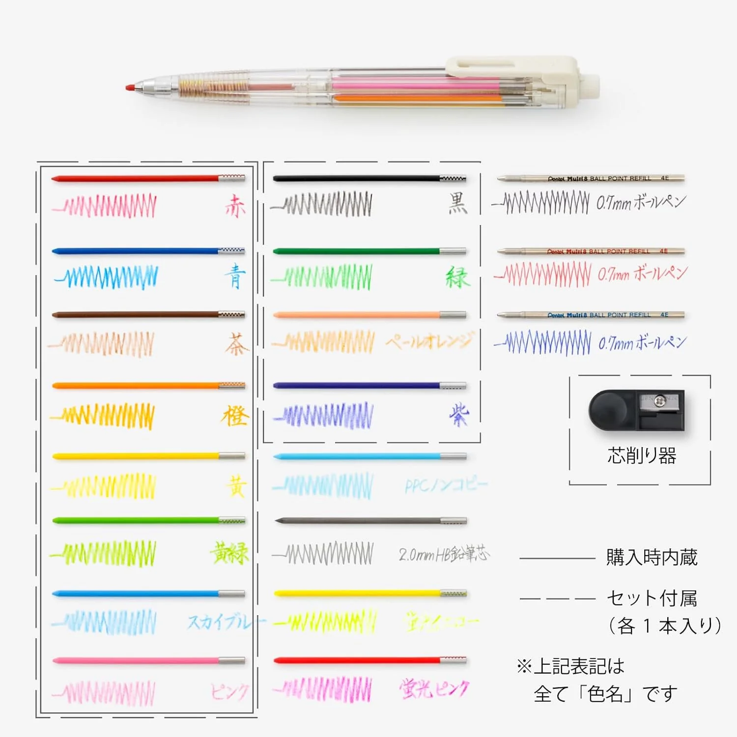 Multi Kredka Pentel 8w1 + 12 wkładów - Image 2