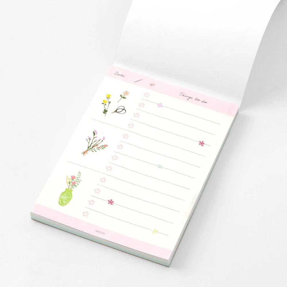 Notes Midori To Do Memo Pad | Kwiaty - Image 3
