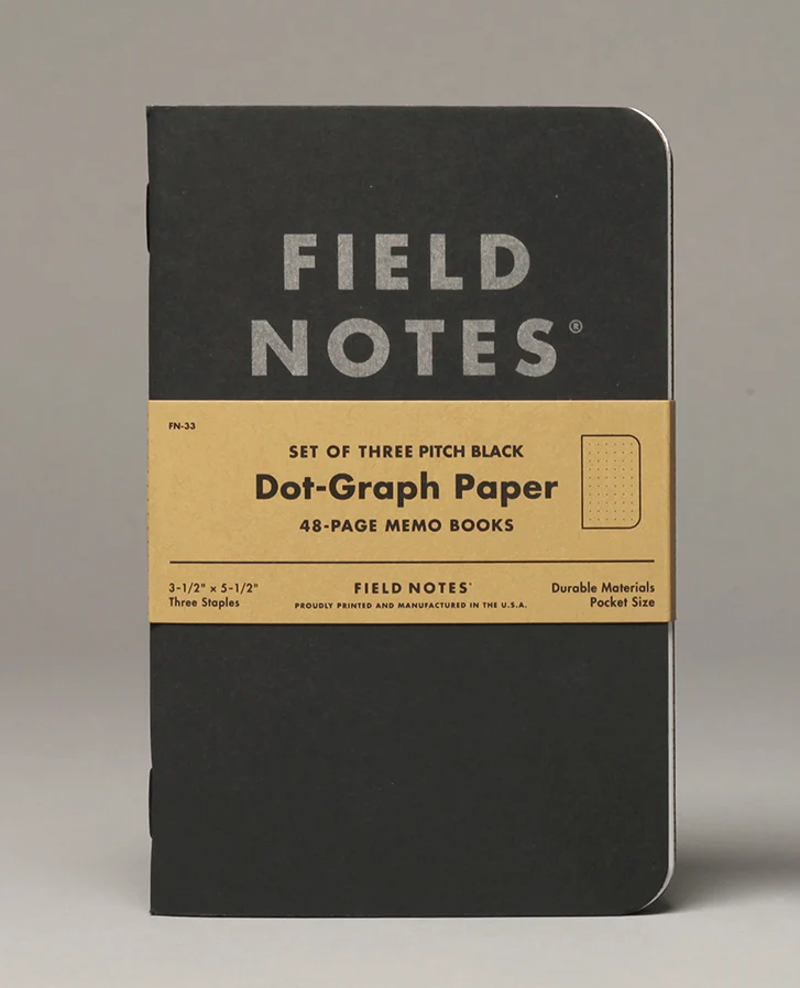 Notesy Field Notes Pitch Black 3 szt. w kropki