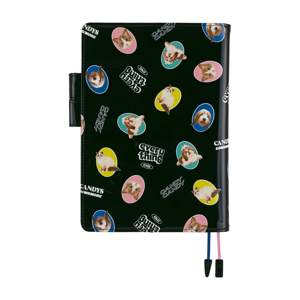 Okładka na kalendarz Hobonichi Techo A5 | Candy Stripper: Random Cat & Dog (Black) - Image 3