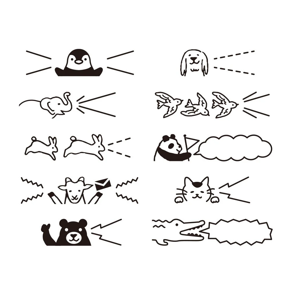 Pieczątka Midori Paintable Stamp | Zwierzęta: Dymki czatu - Image 3