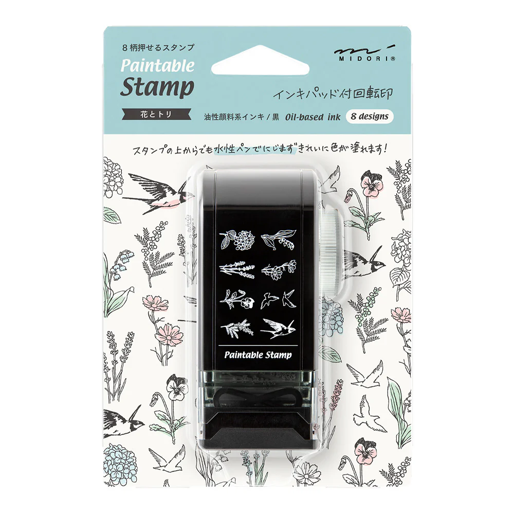 Pieczątka Midori Rotating Stamp Dial | Kwiaty i Ptaki - Image 2