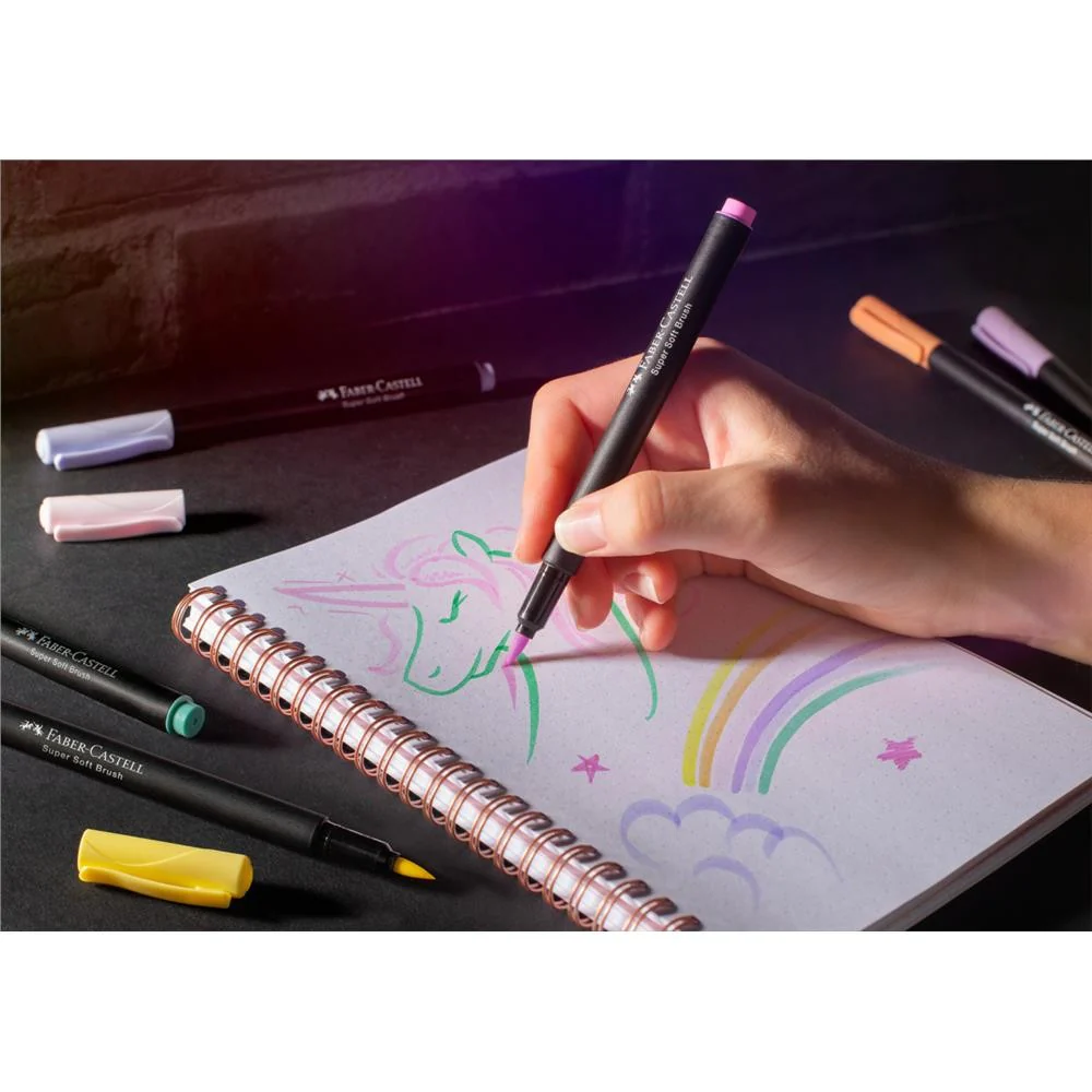 Pisaki Pędzelkowe Faber-Castell Black Edition Pastel | 6 sztuk - Image 4