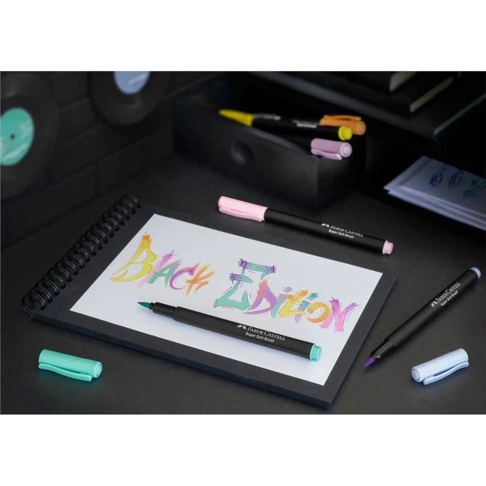 Pisaki Pędzelkowe Faber-Castell Black Edition Pastel | 6 sztuk - Image 5