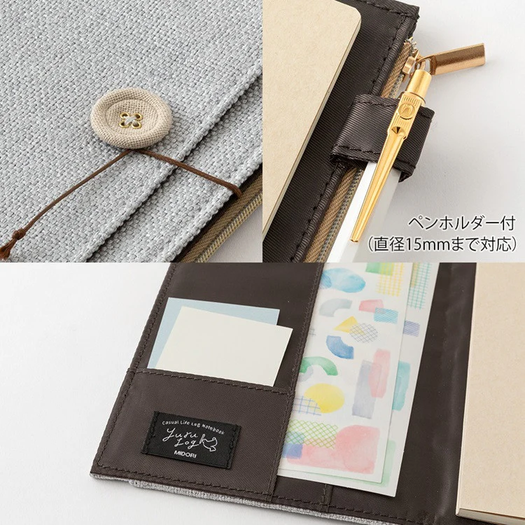 Płócienna okładka Midori Yuru Log B6 | Szara - Image 5