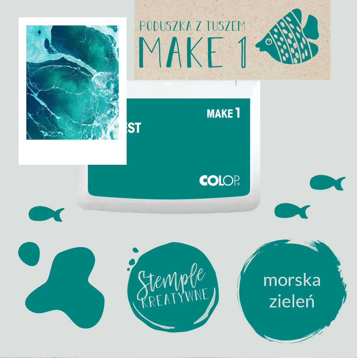 Poduszka do pieczątek | Morska Zieleń - Image 2