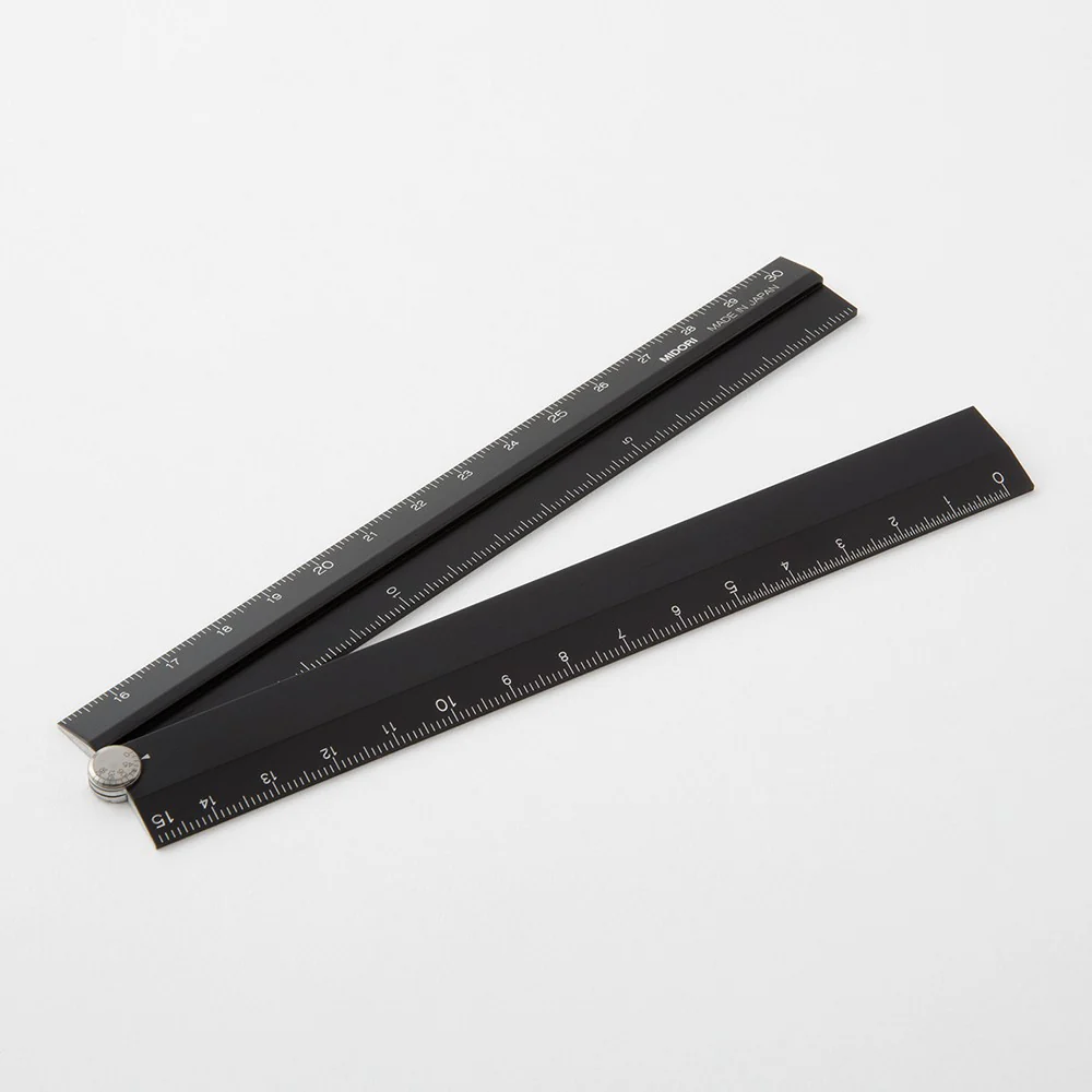 Składana linijka Midori aluminowa 30 cm | Czarna - Image 4