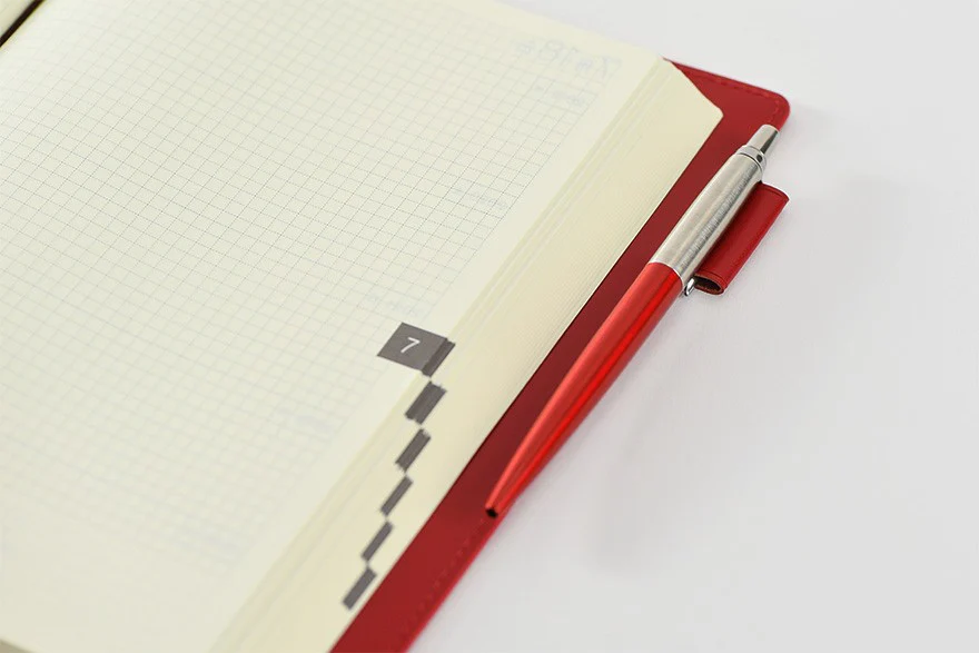 Skórzana Okładka na Kalendarz 5-letni Hobonichi A5 Large Czerwona - Image 6