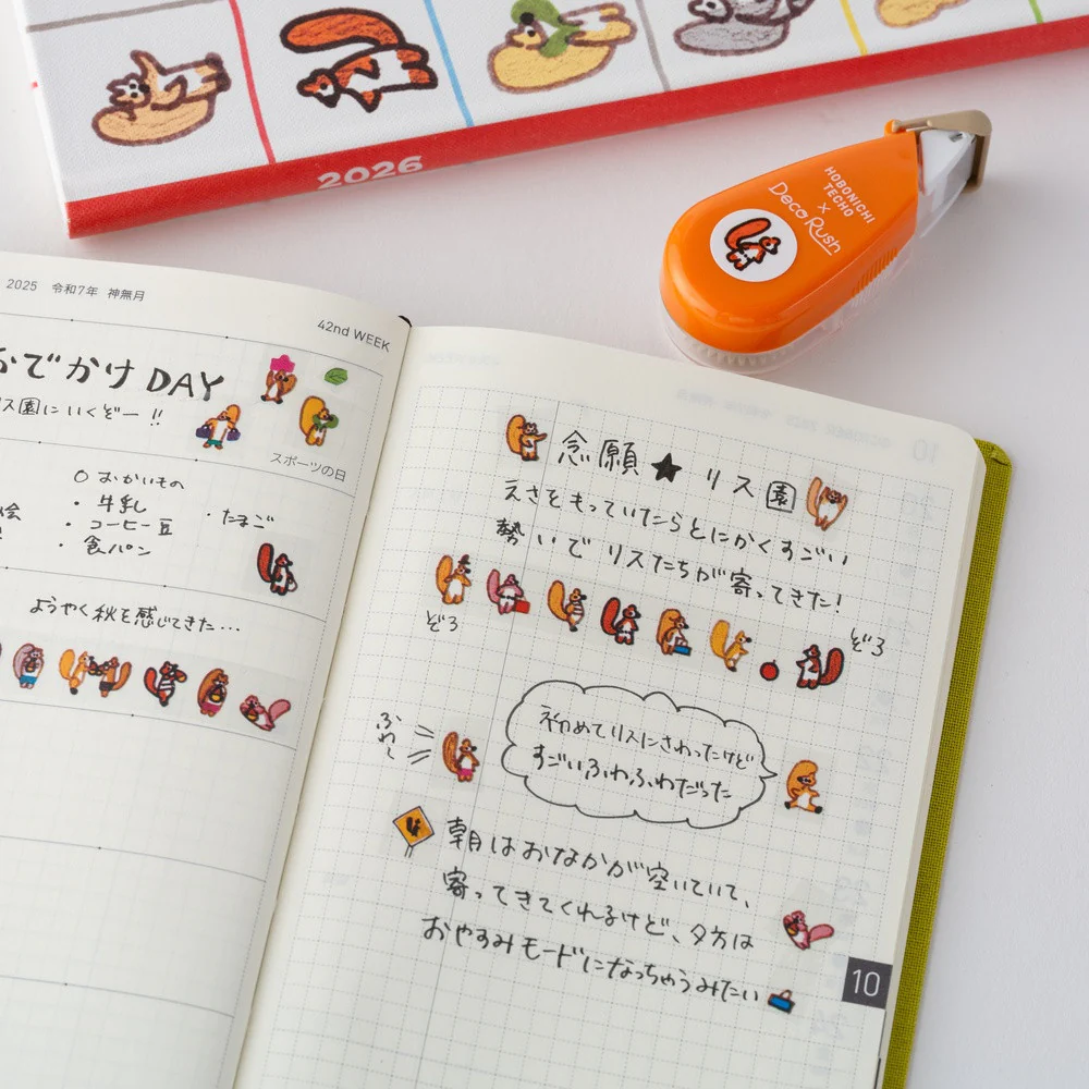 Taśma w dyspenserze Hobonichi x Plus: Deco Rush | Squirrel Squadron by 100%ORANGE - Image 3