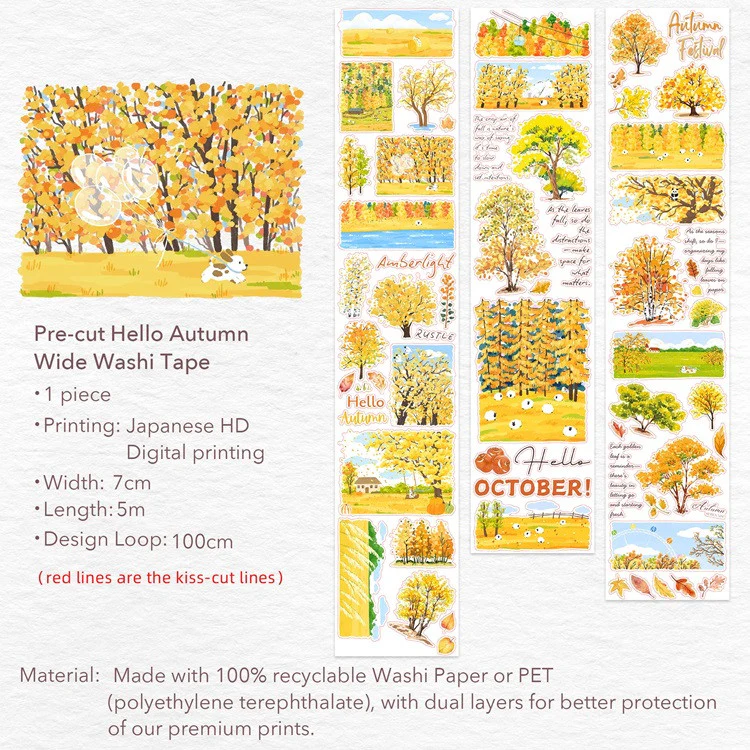 Taśma Washi Pre-Cut | Złota jesień - Image 4