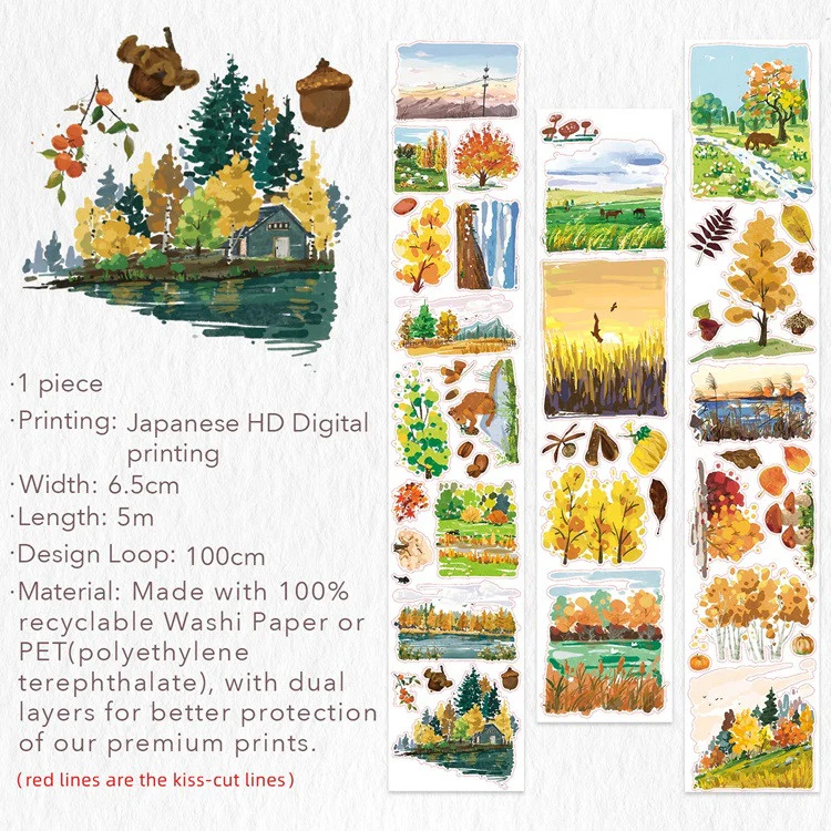 Taśma Washi Pre-Cut | Jesienne liście - Image 4