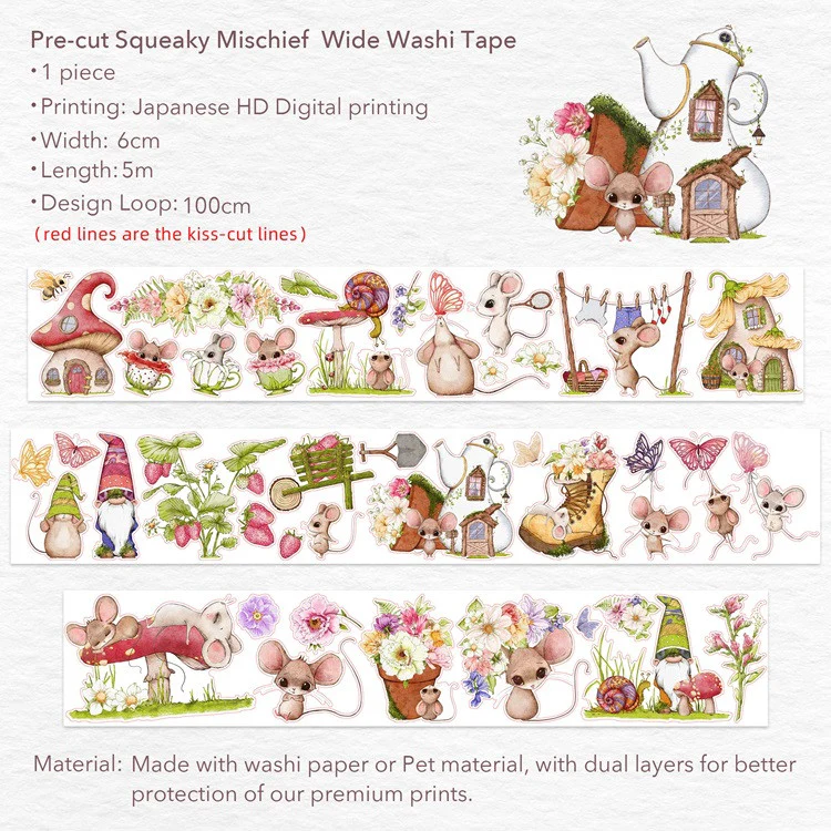 Taśma Washi Pre-Cut | Przygody myszek - Image 6