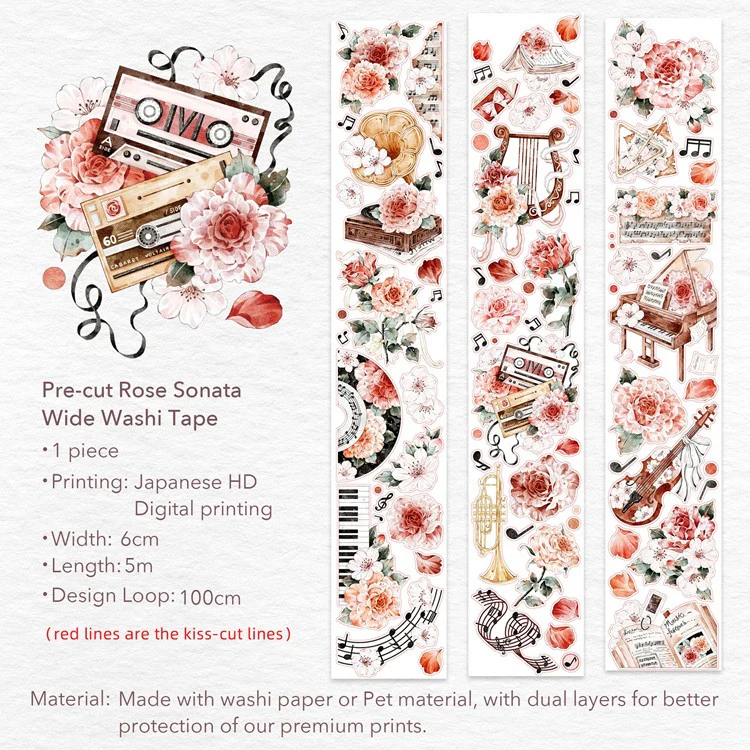 Taśma Washi Pre-Cut | Różana sonata - Image 6