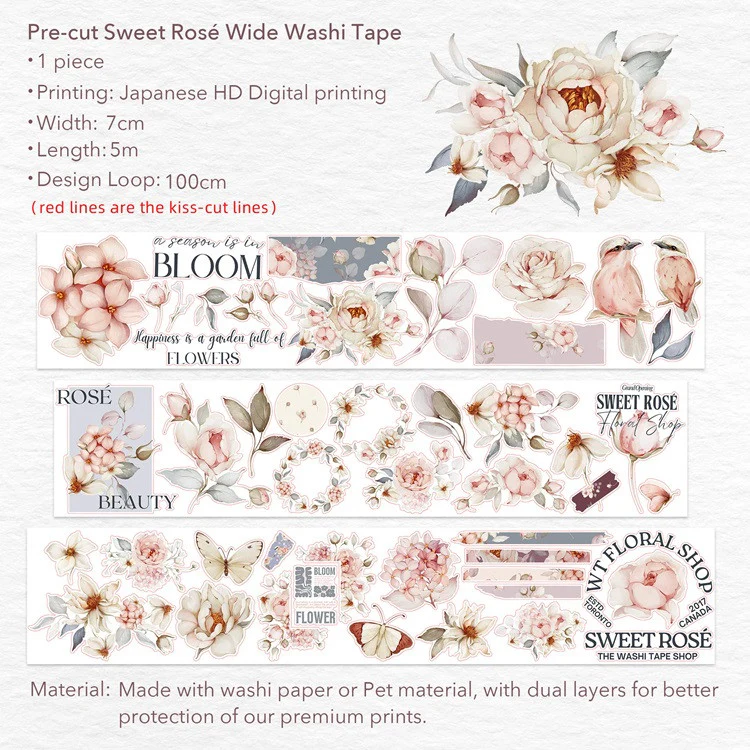 Taśma Washi Pre-Cut | Róże - Image 6