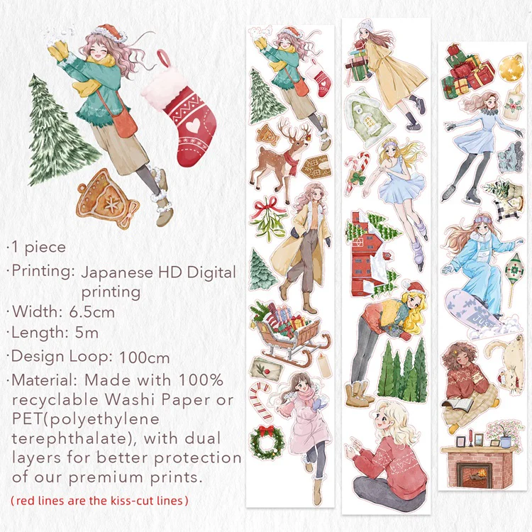 Taśma Washi Pre-Cut | Zimowe aktywności - Image 6