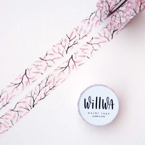 Taśma washi Willwa | Kwiaty wiśni - Image 4