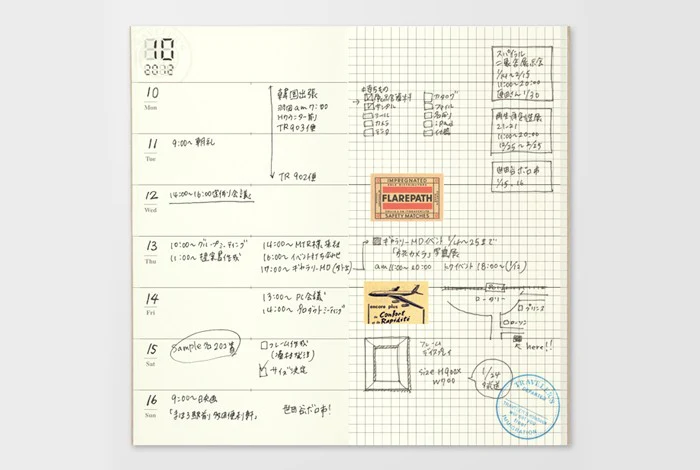 Wkład do Traveler's Notebook 019 | Kalendarz wieczny tygodniowy + memo - Image 3
