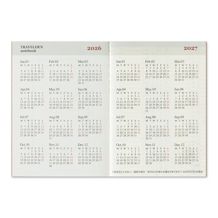 Wkład do Traveler's Noteboook Passport Size 2026 | Tygodniowy - Image 4