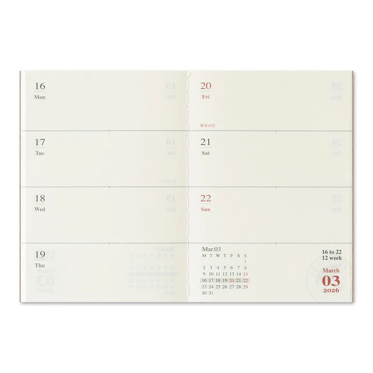 Wkład do Traveler's Noteboook Passport Size 2026 | Tygodniowy - Image 5
