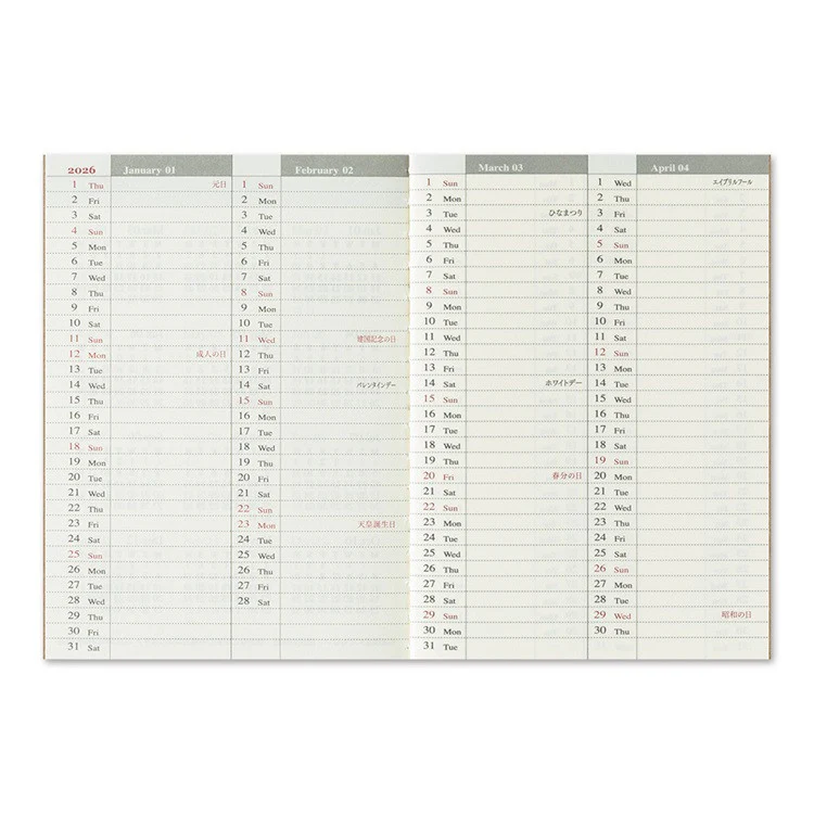 Wkład do Traveler's Noteboook Passport Size 2026 | Tygodniowy - Image 6