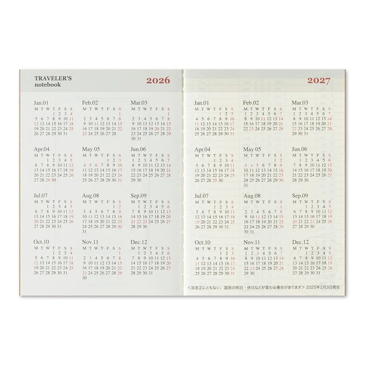 Wkład do Traveler's Noteboook Passport Size 2026 | Tygodniowy (Lipiec - Grudzień) - Image 3