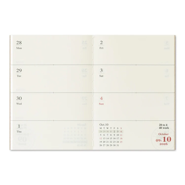 Wkład do Traveler's Noteboook Passport Size 2026 | Tygodniowy (Lipiec - Grudzień) - Image 5