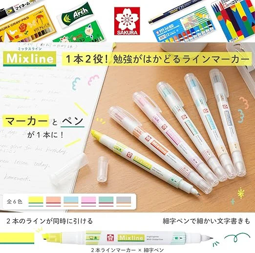 Zakreślacz dwustronny Sakura Mixline z podwójną końcówką - Image 8