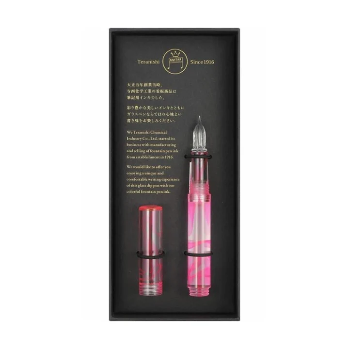Zamykane szklane pióro Teranishi Aurora | Aqua pink - Image 2